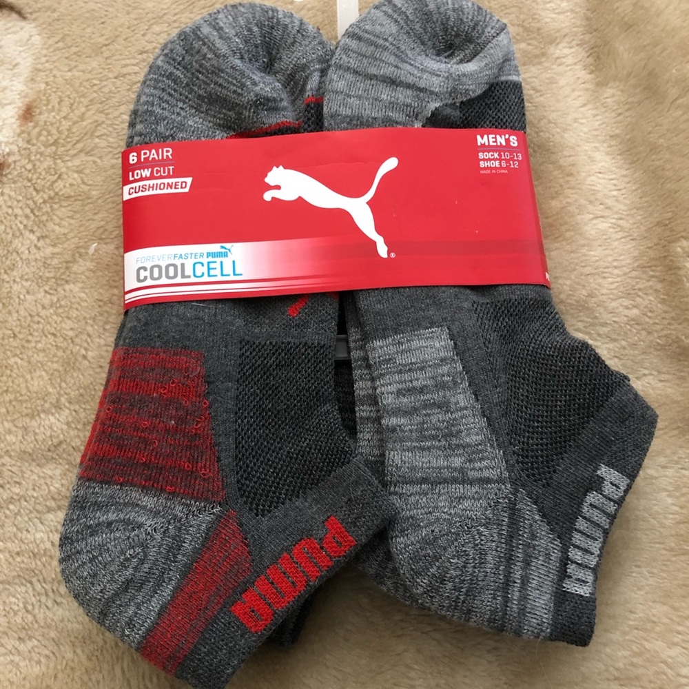 PUMA MEN MEN’S NO SHOW COOL CELL SOCKS 6-PAIR PACK